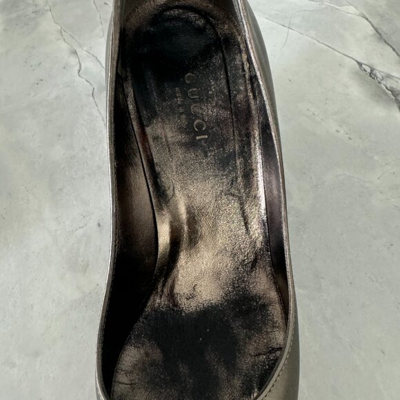 Gucci platinum wedges vintage size 6+ with Box, dusters and booklet Full Set - Picture 11 of 16